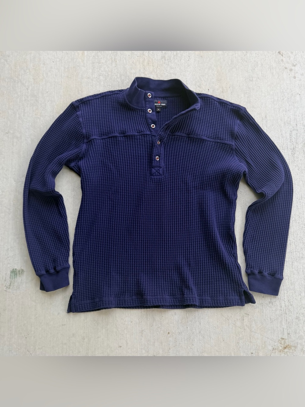 American Giant Waffle Yoke Henley T Shirt Long Sleeve Size Small